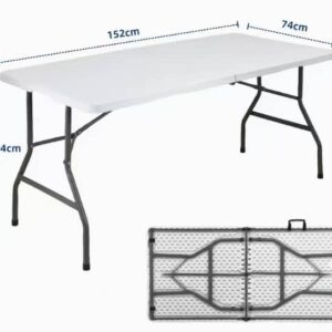 Mesa Plegable Rectangular Blanca 152x70x74 Cm